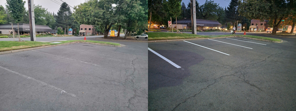 before and after parking lot striping